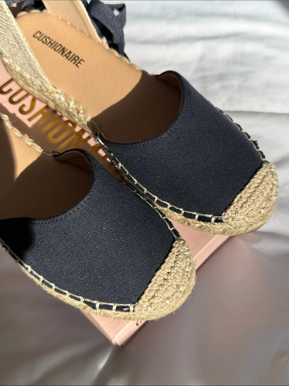 BRAND NEW CUSHIONAIRE Talisa Navy Espadrille Wedge Sandals